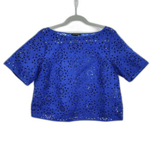 Banana Republic Blue Floral Cutout Top Size Medium